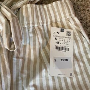 Zara Stripped Paper Bag pants